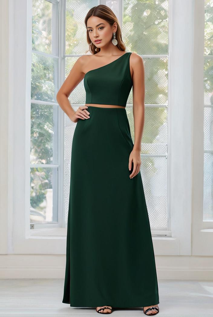flowy chiffon one shoulder with three straps bridesmaid dress 134184