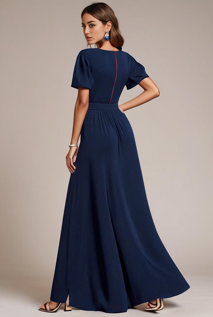 glitter high low front side slit ruffled v neck evening dress 134349