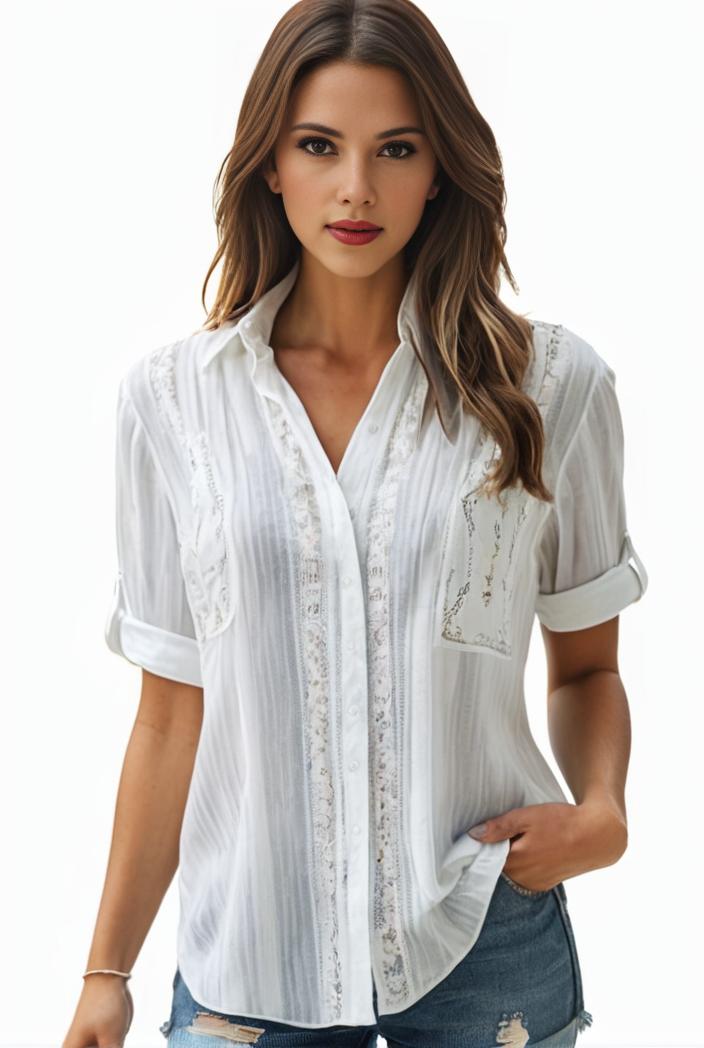 plus size elegant blouse women s plus solid contrast lace ribbed puff sleeve v neck shirt top 101288