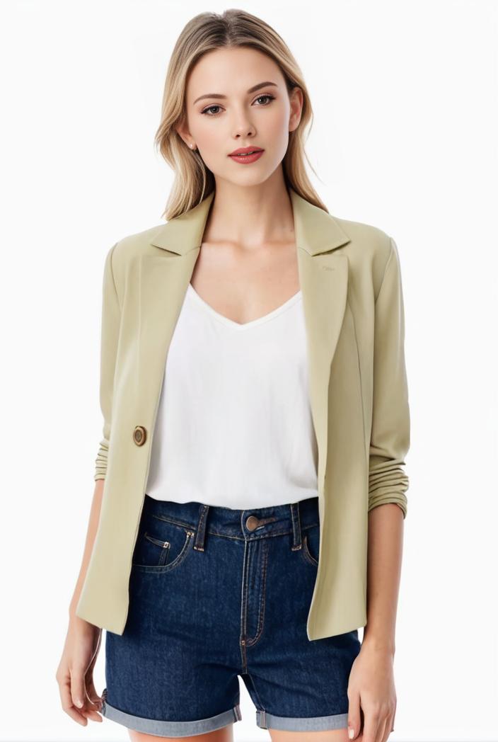 women s solid open front blazer with long sleeves for office wear 117731