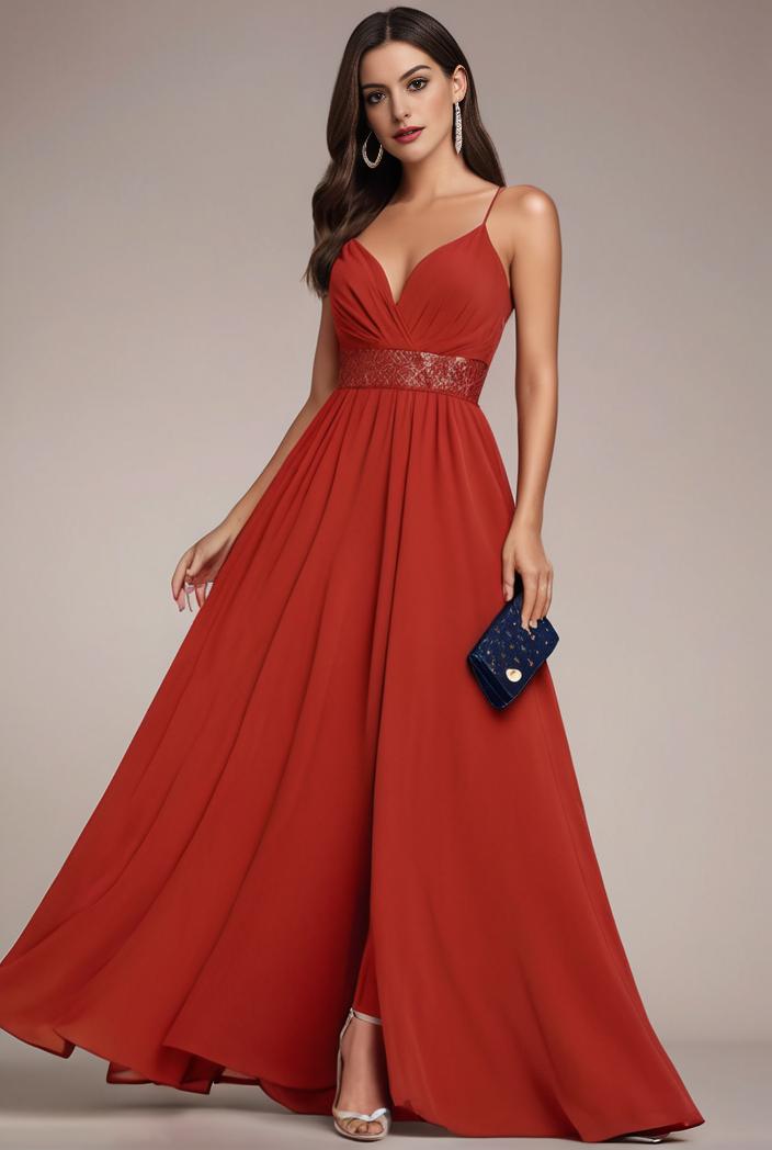 convertible chiffon lace open back spaghetti straps bridesmaid dress 122301