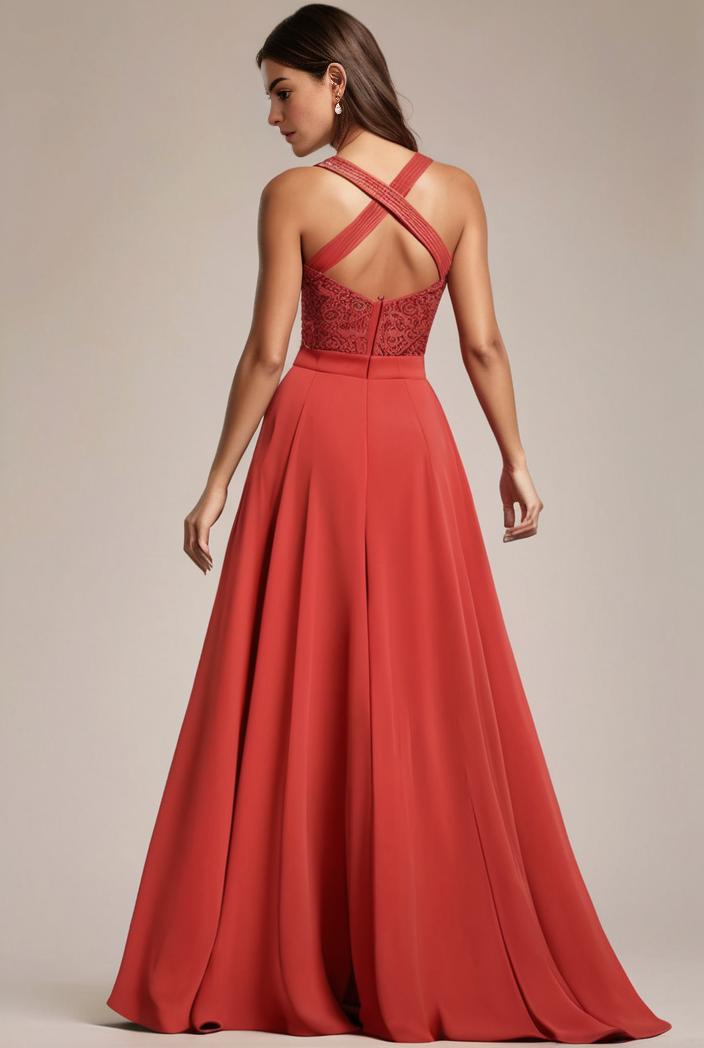 convertible chiffon lace open back spaghetti straps bridesmaid dress 122307