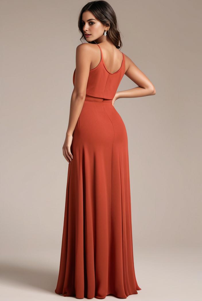convertible chiffon lace open back spaghetti straps bridesmaid dress 122321
