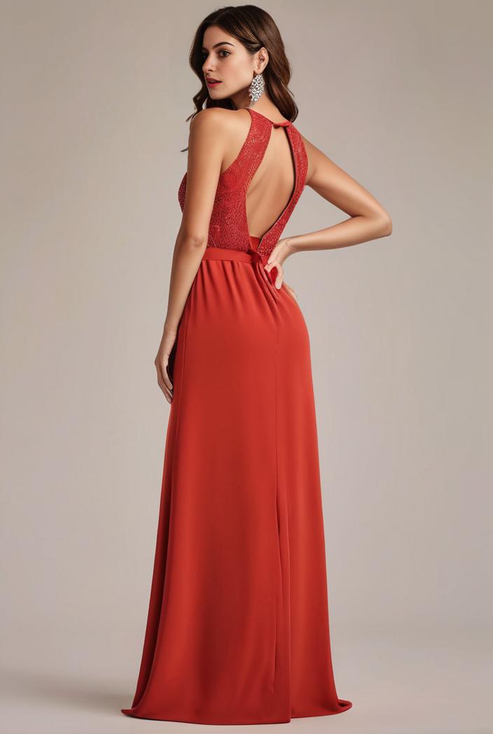 convertible chiffon lace open back spaghetti straps bridesmaid dress 122323