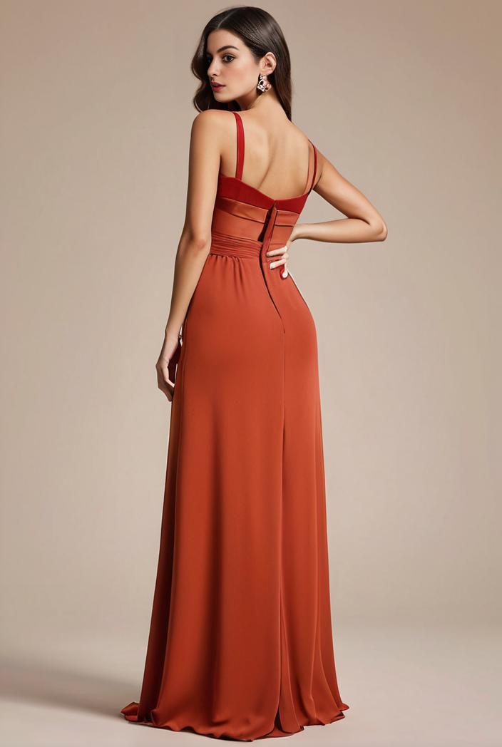 convertible chiffon lace open back spaghetti straps bridesmaid dress 122326
