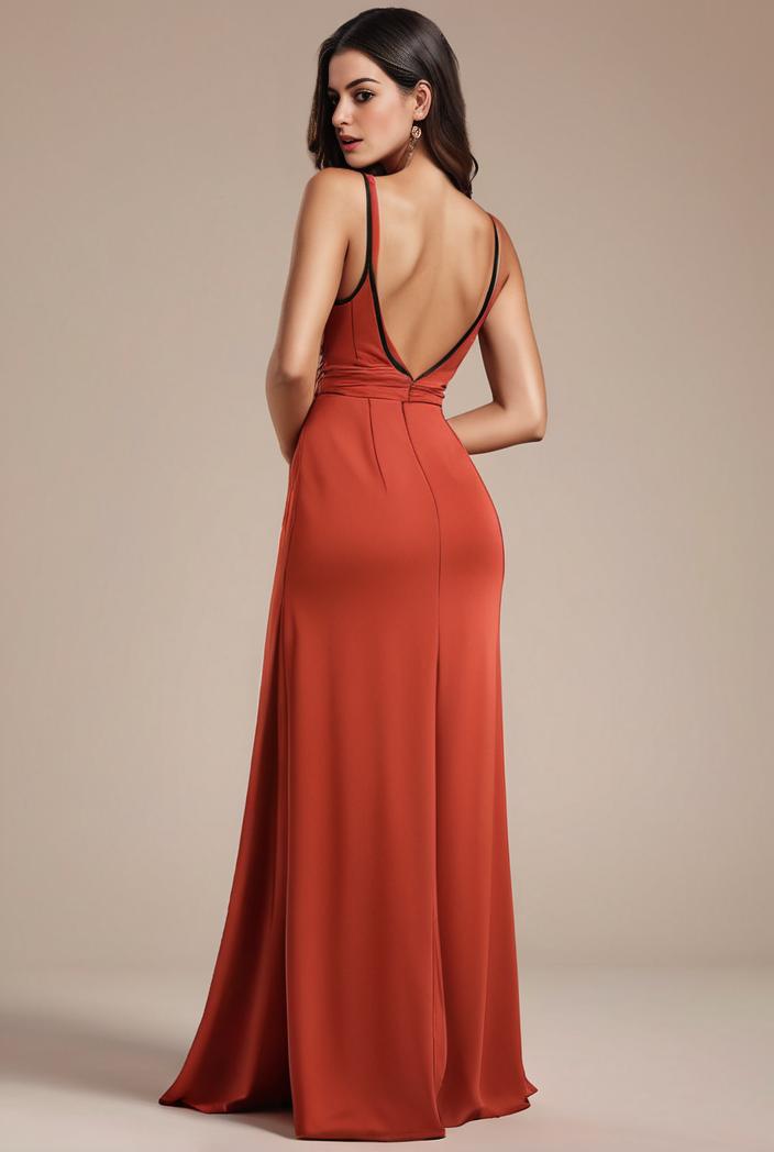 convertible chiffon lace open back spaghetti straps bridesmaid dress 122334