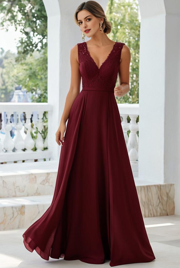 convertible chiffon lace open back spaghetti straps bridesmaid dress 122353