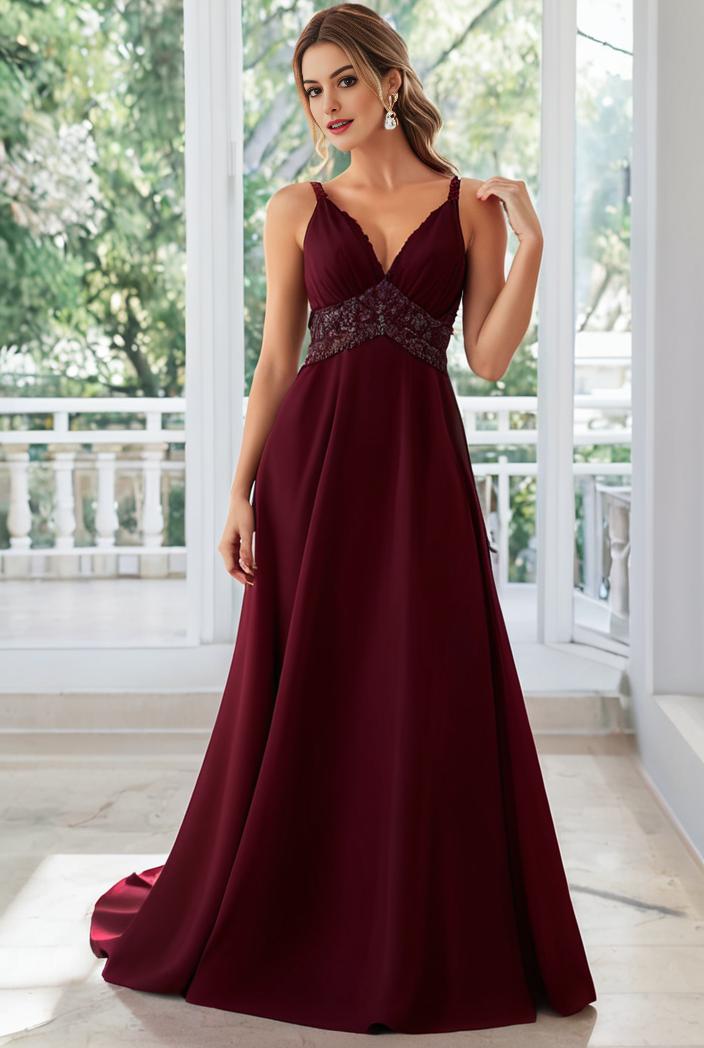 convertible chiffon lace open back spaghetti straps bridesmaid dress 122360