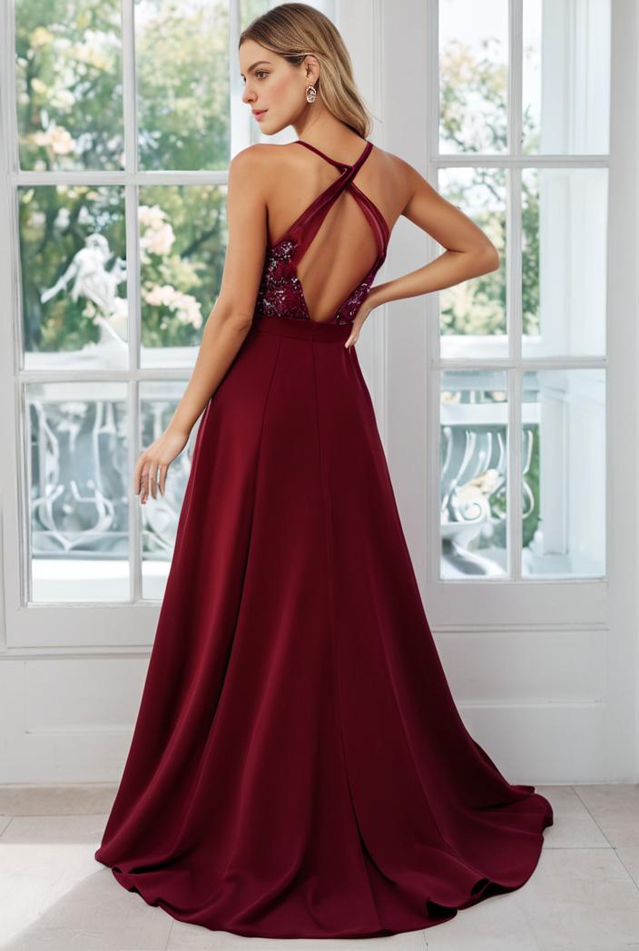 convertible chiffon lace open back spaghetti straps bridesmaid dress 122365