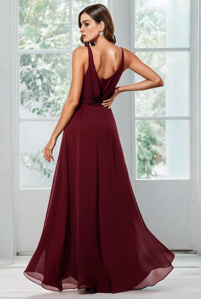 convertible chiffon lace open back spaghetti straps bridesmaid dress 122367
