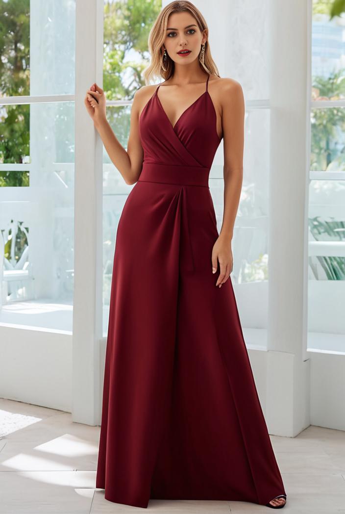 convertible chiffon lace open back spaghetti straps bridesmaid dress 122371