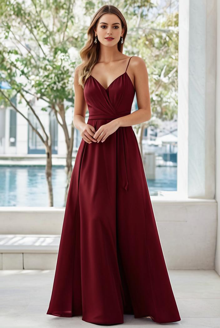 convertible chiffon lace open back spaghetti straps bridesmaid dress 122382