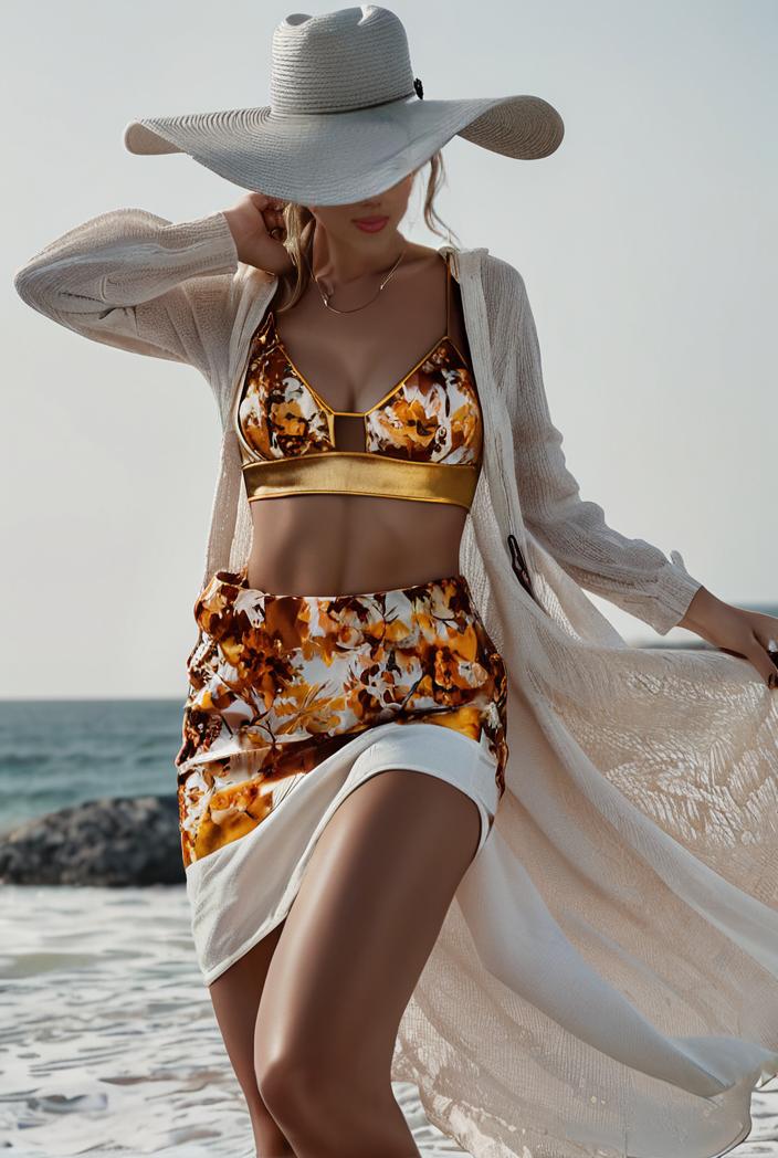 3 pieces sexy print bikini women high waist swimsuit cover up swimwear female lady bathing suit swimming summer beachwear 118415