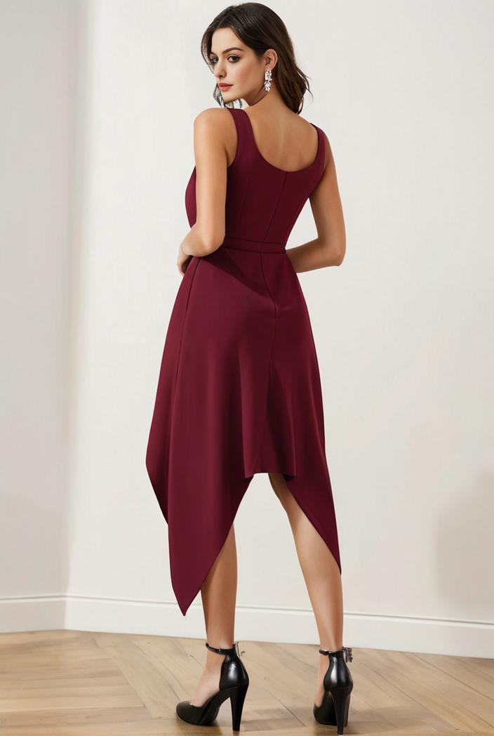 deep v neck lace chiffon bridesmaid dress with asymmetrical hem 123137
