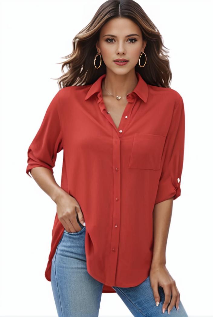 plus size formal shirt women s plus plain long sleeve turn down collar button up workwear shirt 102687