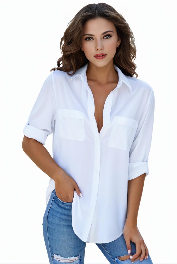 plus size formal shirt women s plus plain long sleeve turn down collar button up workwear shirt 102696