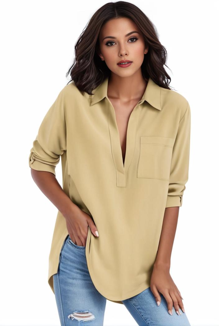 plus size formal shirt women s plus plain long sleeve turn down collar button up workwear shirt 102706