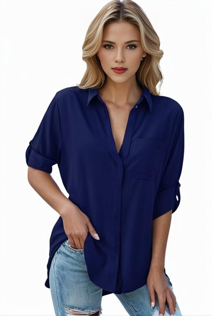 plus size formal shirt women s plus plain long sleeve turn down collar button up workwear shirt 102709