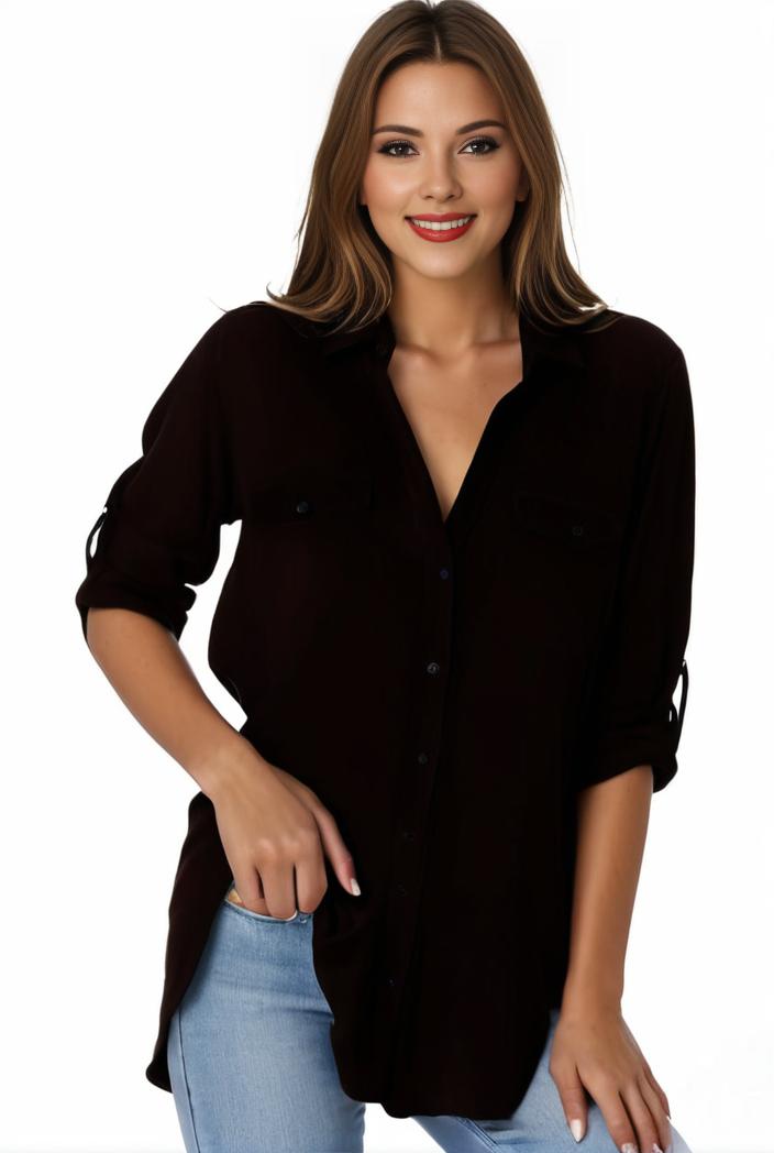 plus size formal shirt women s plus plain long sleeve turn down collar button up workwear shirt 102714
