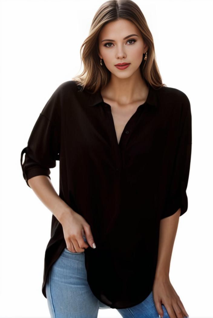 plus size formal shirt women s plus plain long sleeve turn down collar button up workwear shirt 102719