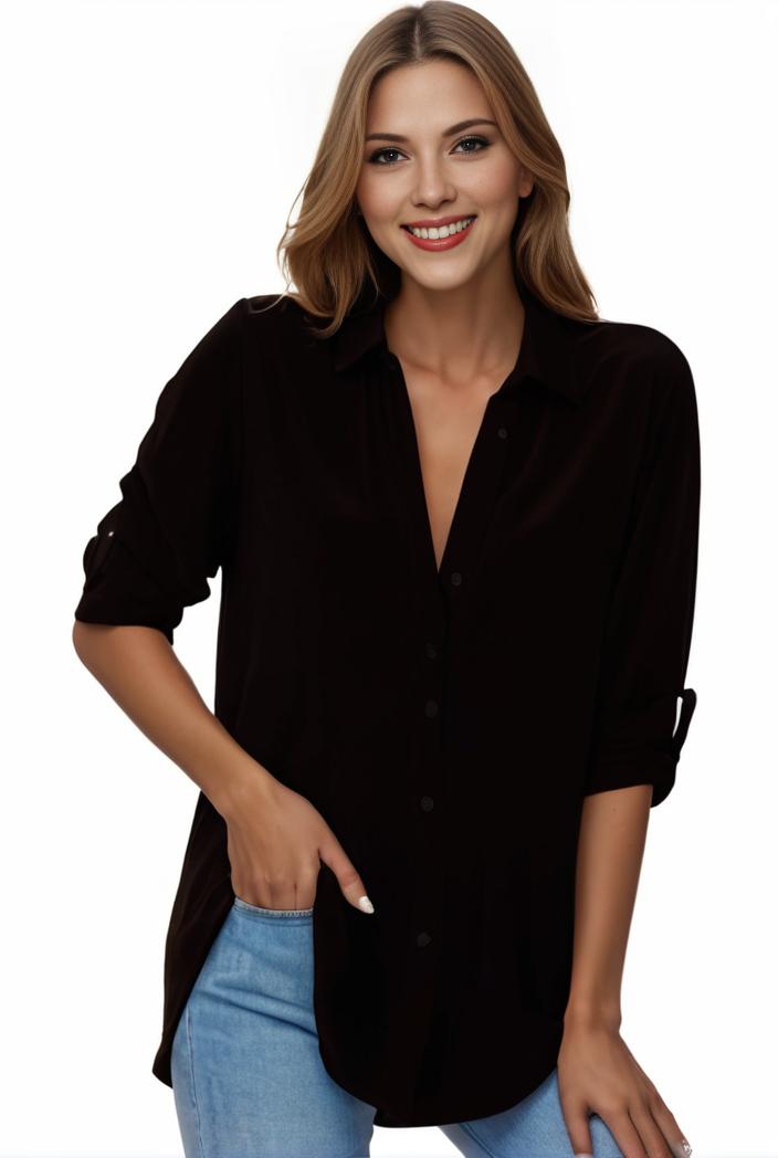 plus size formal shirt women s plus plain long sleeve turn down collar button up workwear shirt 102718