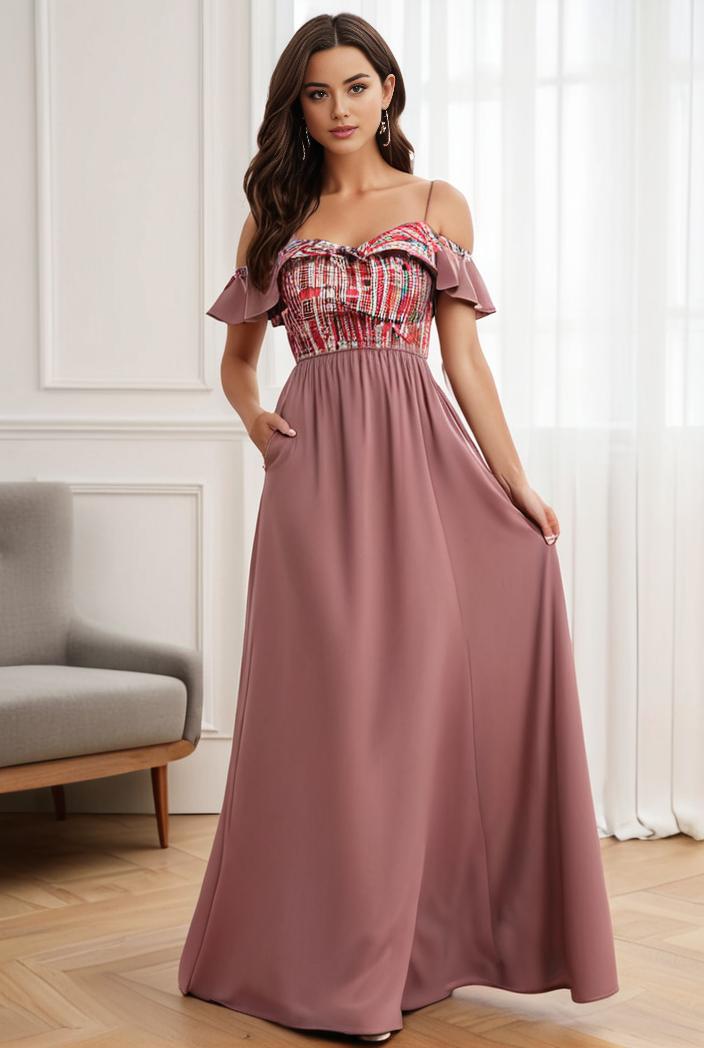 off shoulder spaghetti strap a line maternity dress 136080