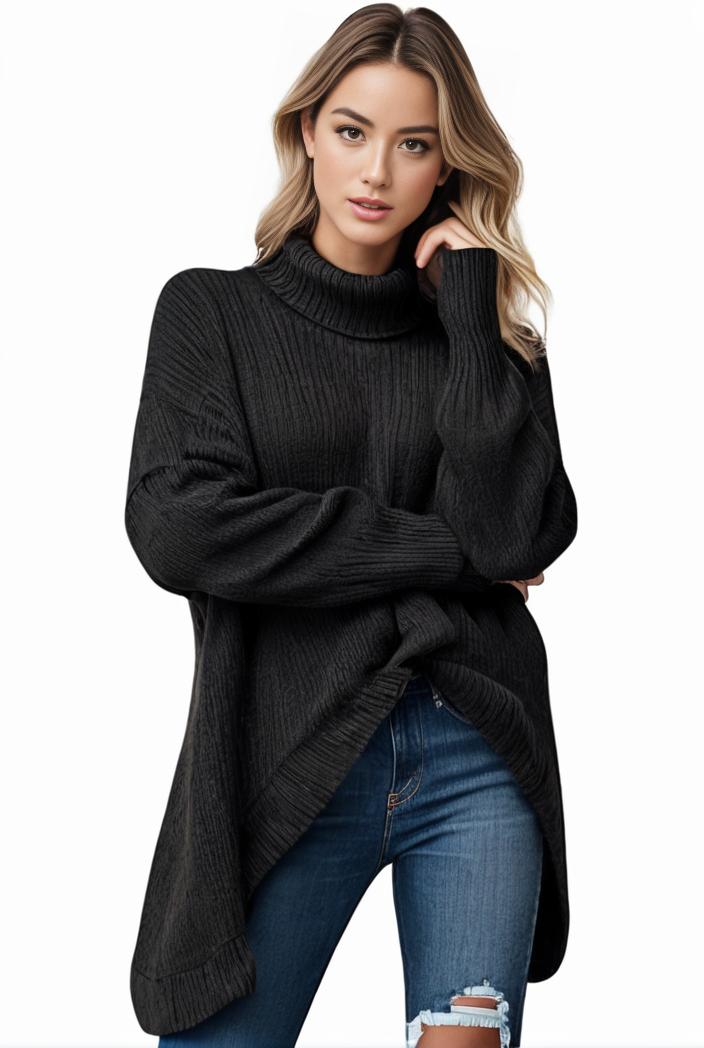 plus size casual sweater women s plus solid tassel trim long sleeve cowl neck high stretch jumper 137422