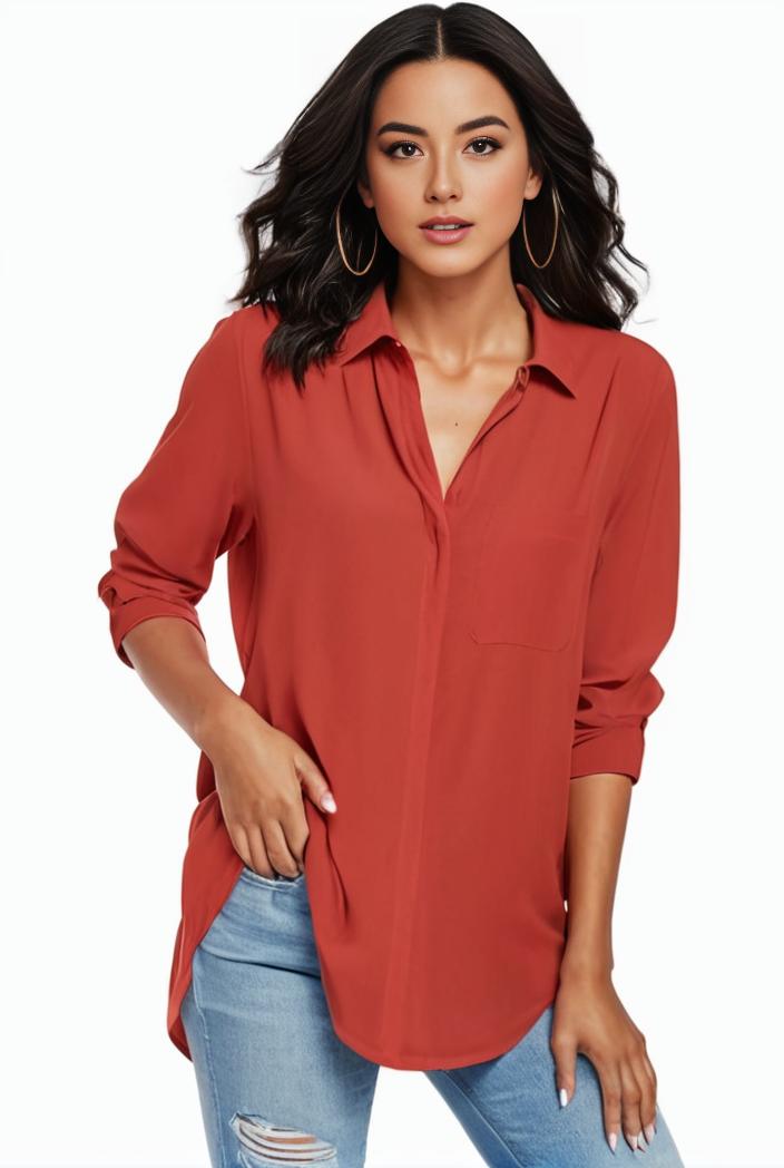 plus size formal shirt women s plus plain long sleeve turn down collar button up workwear shirt 137989