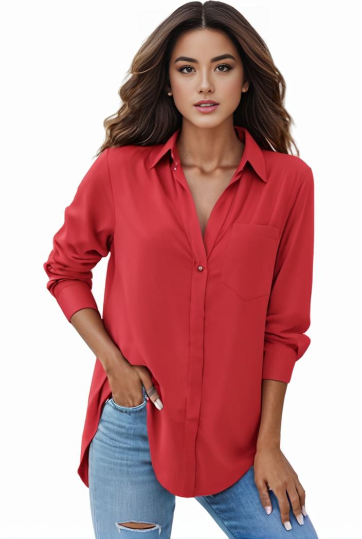 plus size formal shirt women s plus plain long sleeve turn down collar button up workwear shirt 137990