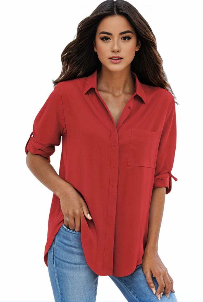 plus size formal shirt women s plus plain long sleeve turn down collar button up workwear shirt 137995
