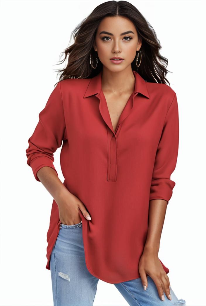 plus size formal shirt women s plus plain long sleeve turn down collar button up workwear shirt 137996