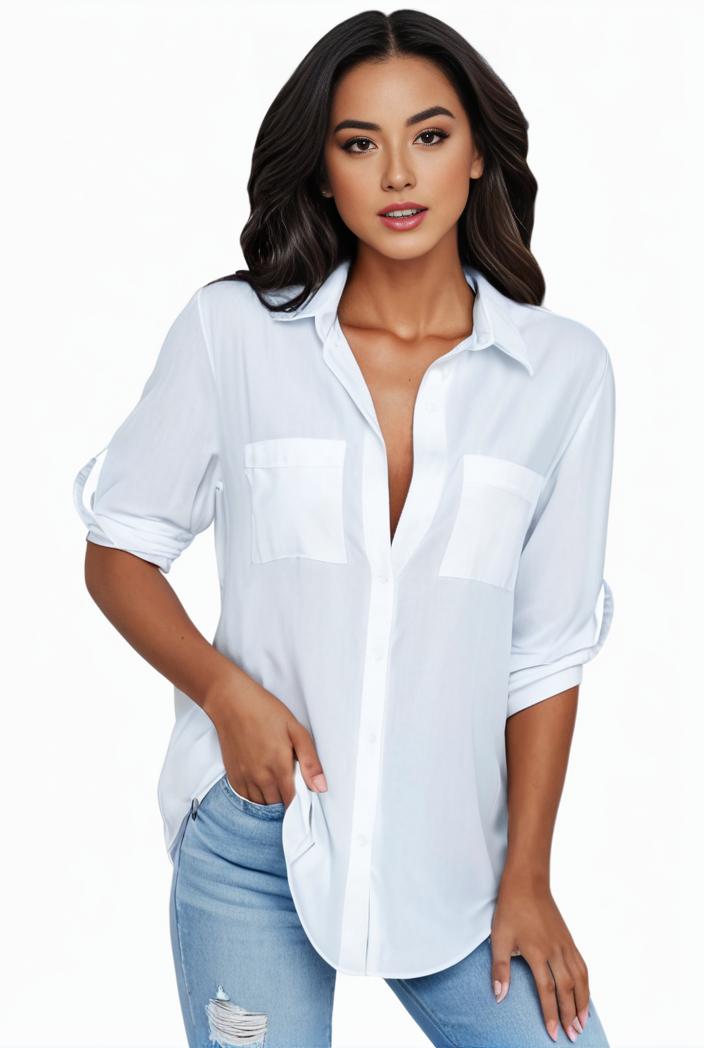 plus size formal shirt women s plus plain long sleeve turn down collar button up workwear shirt 137997