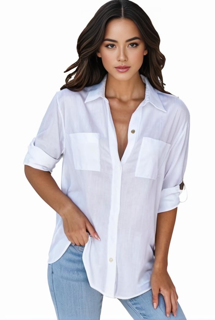 plus size formal shirt women s plus plain long sleeve turn down collar button up workwear shirt 138001