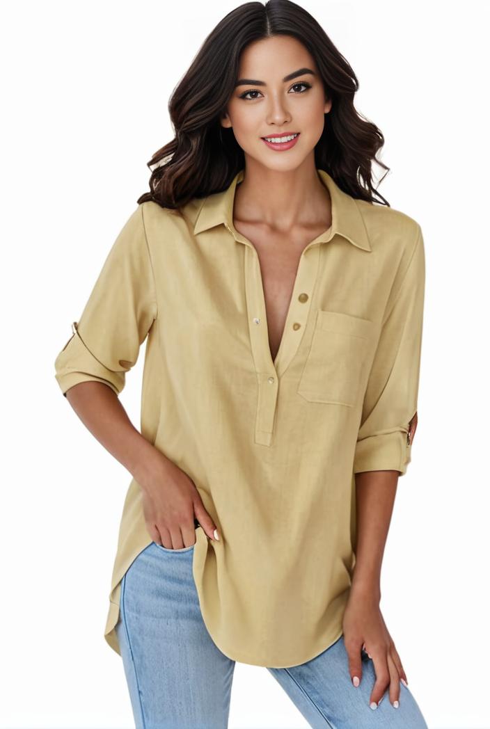 plus size formal shirt women s plus plain long sleeve turn down collar button up workwear shirt 138009