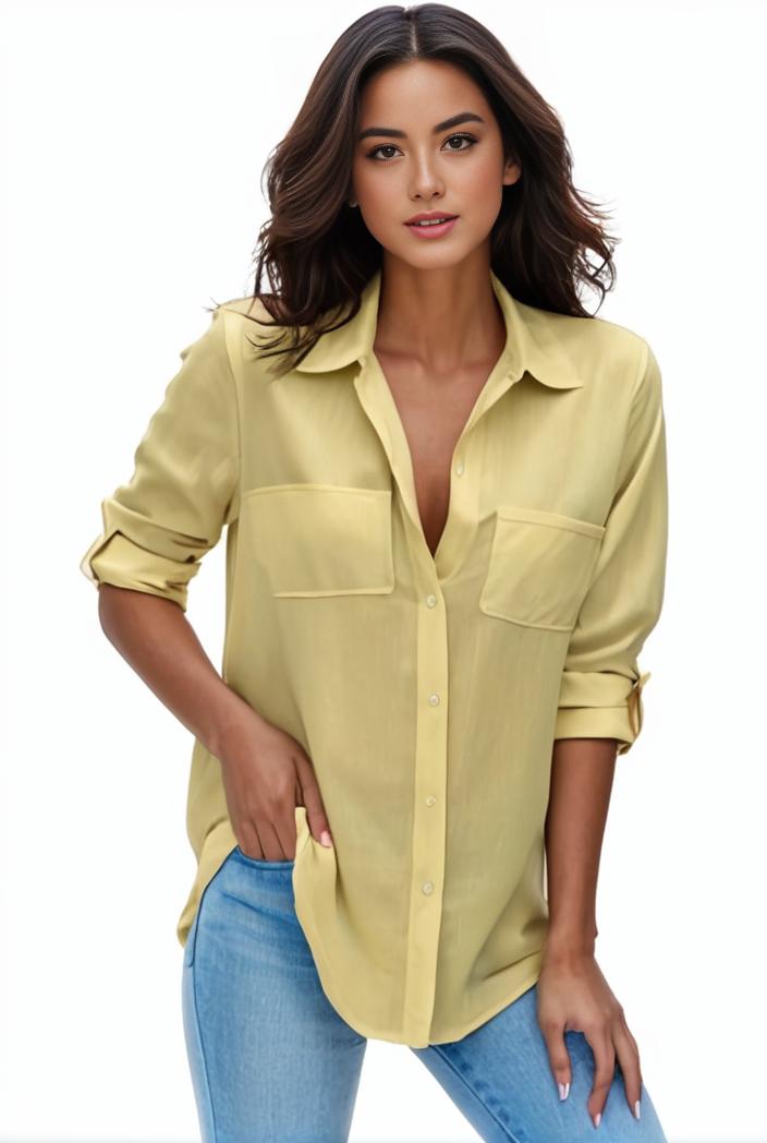 plus size formal shirt women s plus plain long sleeve turn down collar button up workwear shirt 138010