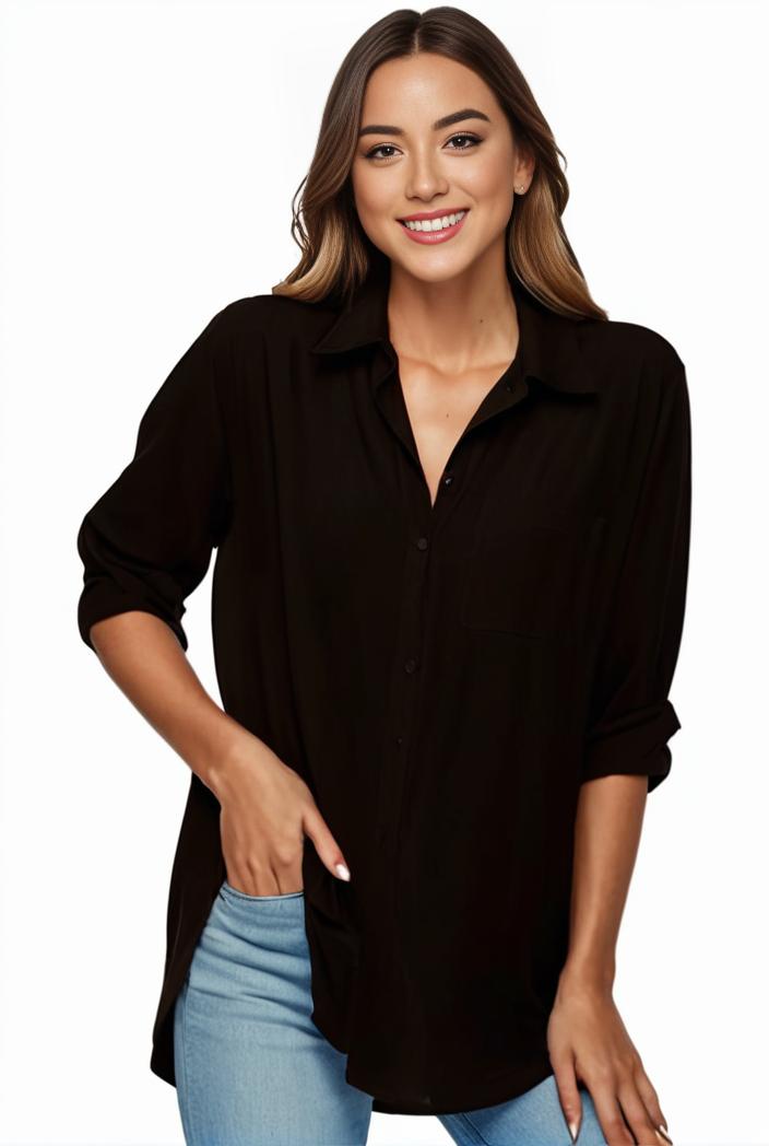 plus size formal shirt women s plus plain long sleeve turn down collar button up workwear shirt 138021