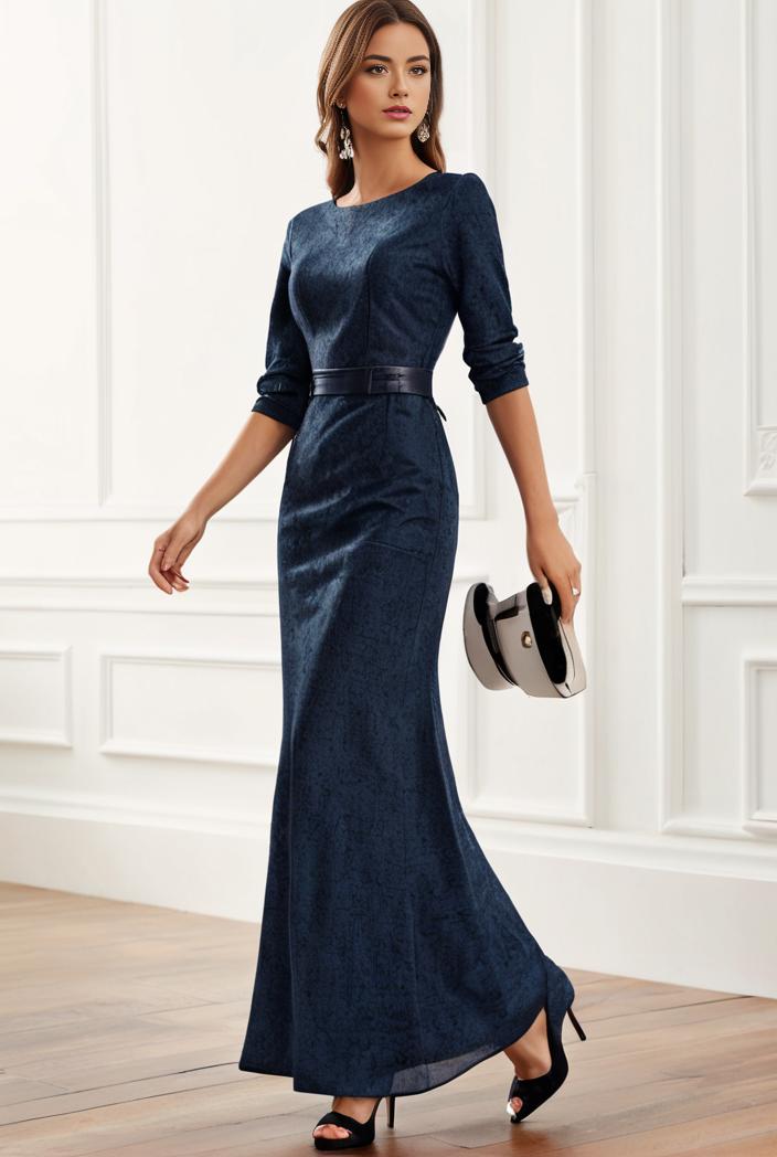 3 4 sleeve bodycon plunging back sequin evening dress 138137