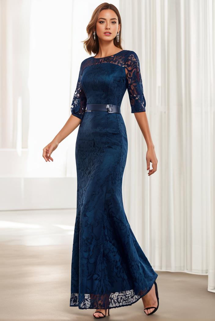 3 4 sleeve bodycon plunging back sequin evening dress 138139