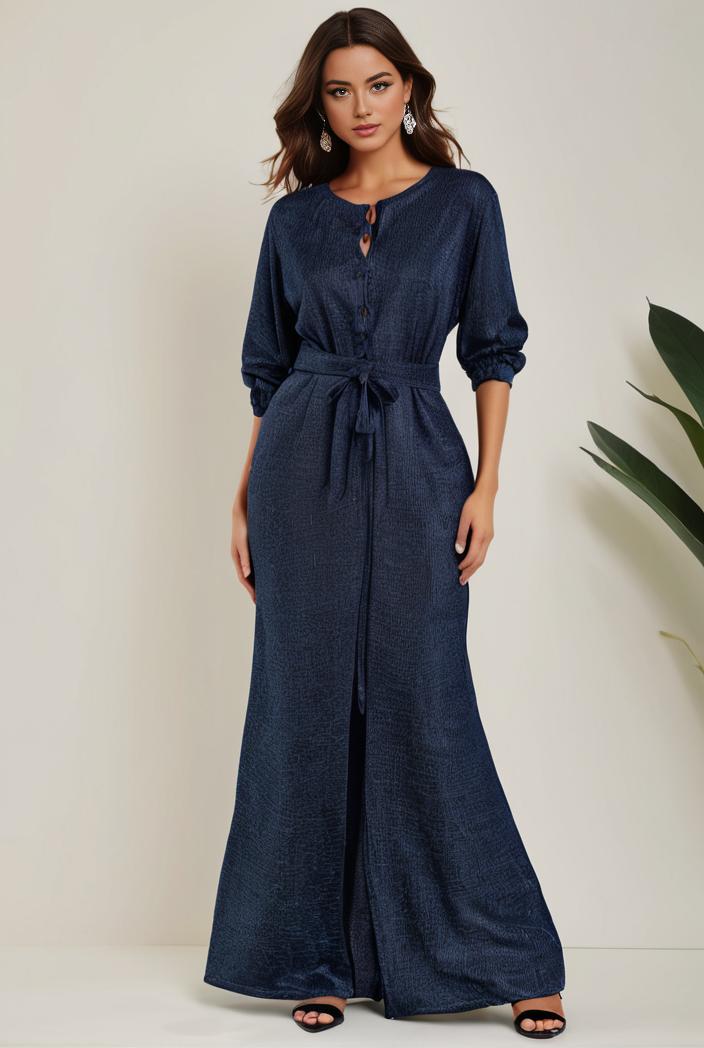 3 4 sleeve bodycon plunging back sequin evening dress 138143