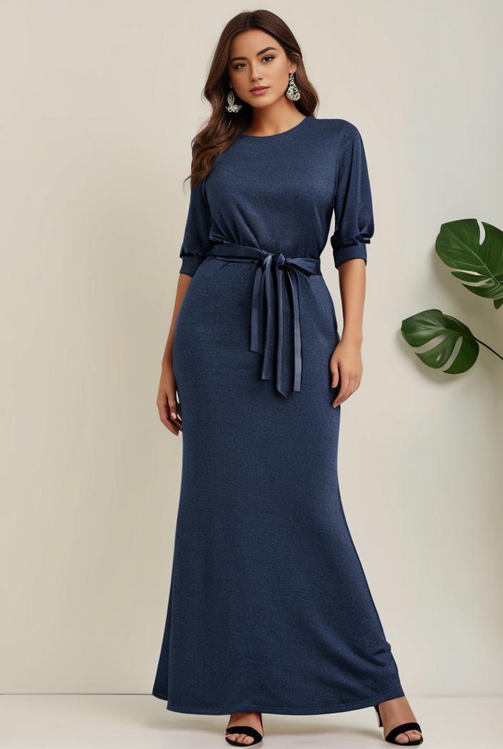 3 4 sleeve bodycon plunging back sequin evening dress 138145