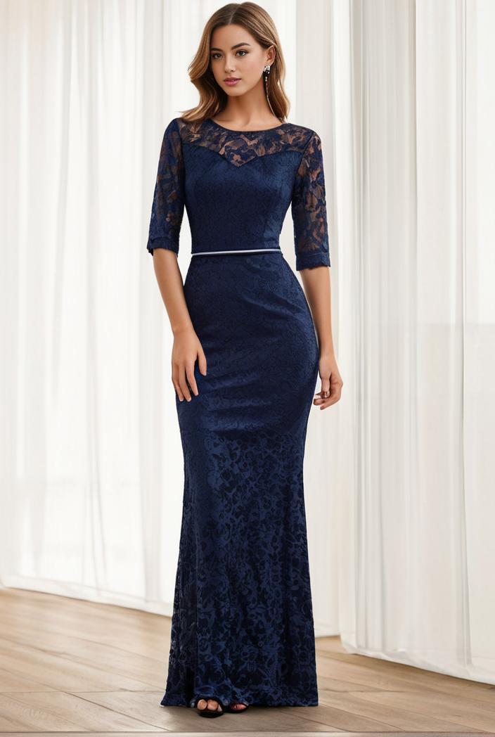3 4 sleeve bodycon plunging back sequin evening dress 138159
