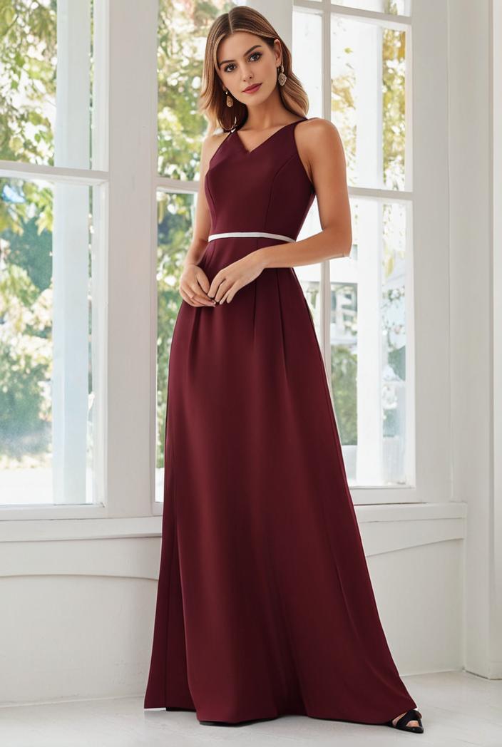 flowy chiffon one shoulder with three straps bridesmaid dress 126806