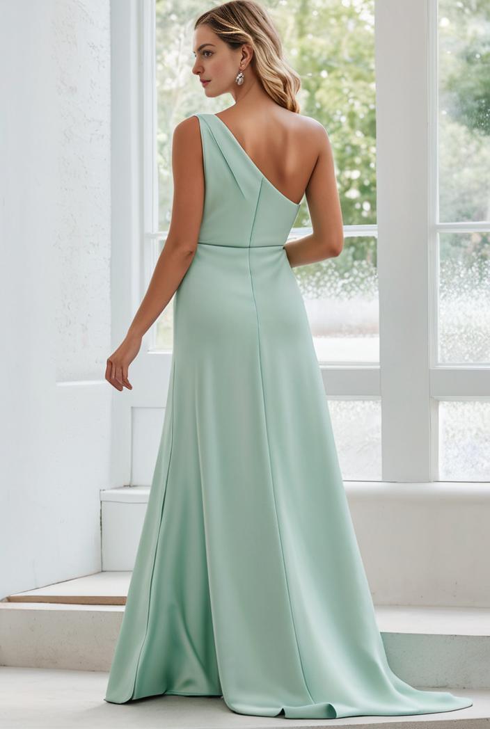 flowy chiffon one shoulder with three straps bridesmaid dress 126817