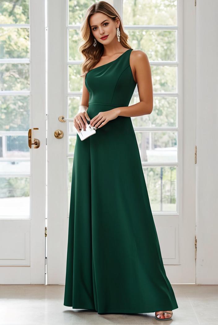 flowy chiffon one shoulder with three straps bridesmaid dress 126849