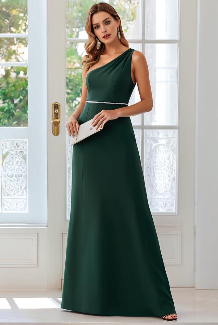 flowy chiffon one shoulder with three straps bridesmaid dress 126851