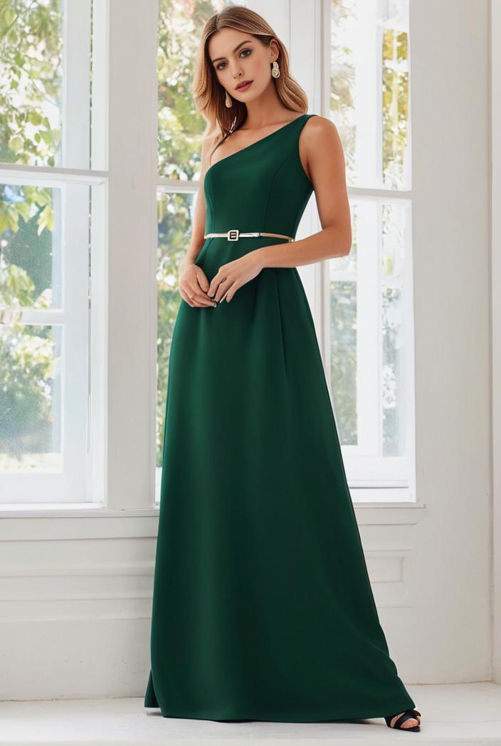 flowy chiffon one shoulder with three straps bridesmaid dress 126854