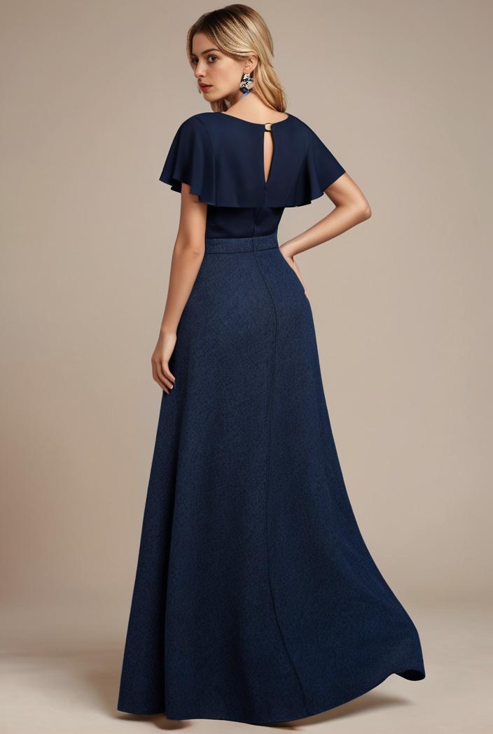 glitter high low front side slit ruffled v neck evening dress 126946