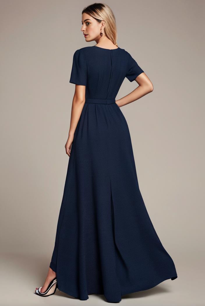 glitter high low front side slit ruffled v neck evening dress 126949