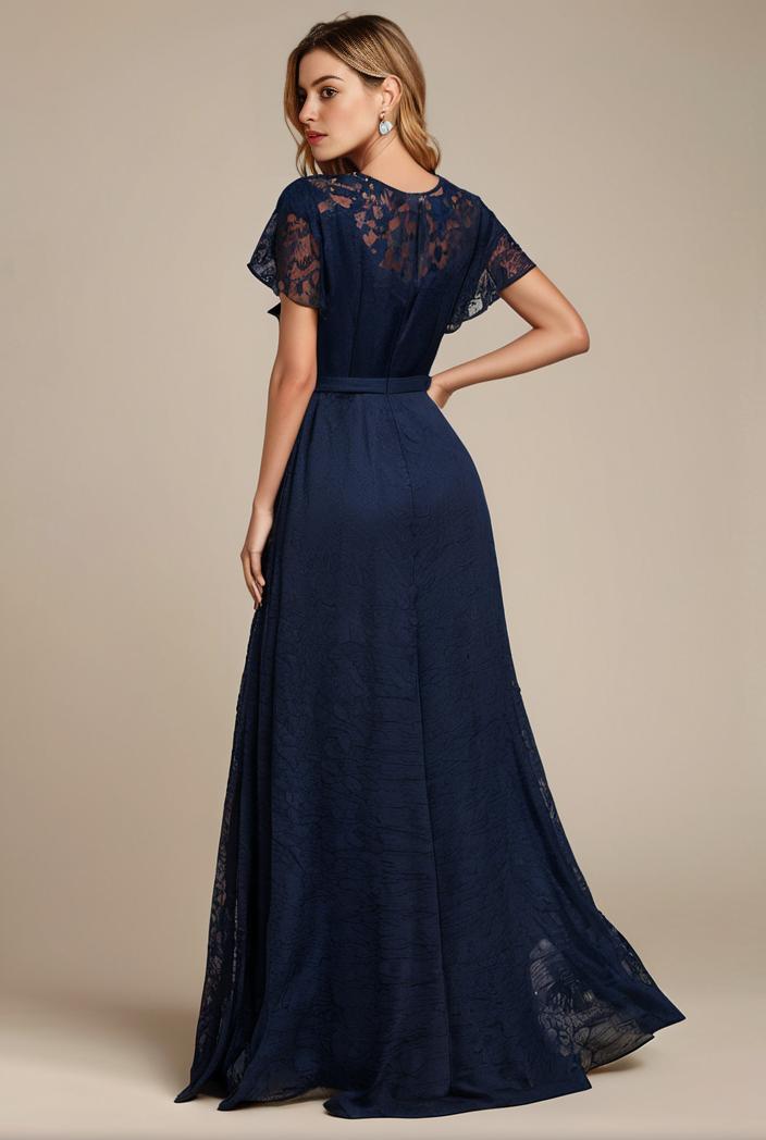 glitter high low front side slit ruffled v neck evening dress 126951