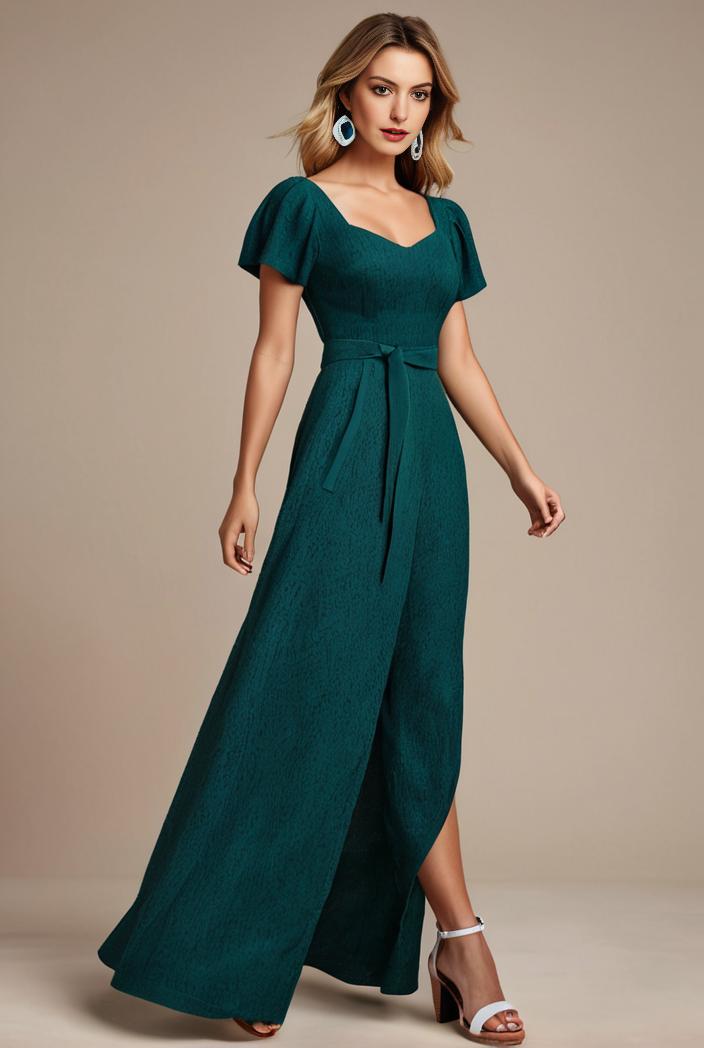 glitter high low front side slit ruffled v neck evening dress 126970